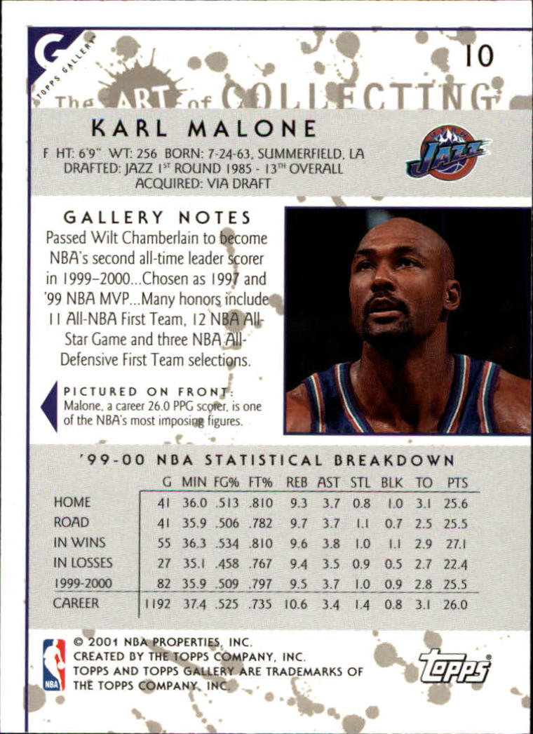 2000-01 Topps Gallery #10 Karl Malone back image