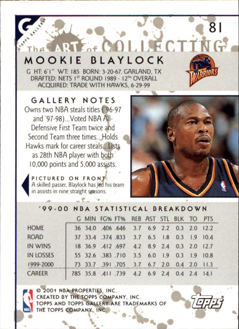 2000-01 Topps Gallery #81 Mookie Blaylock back image