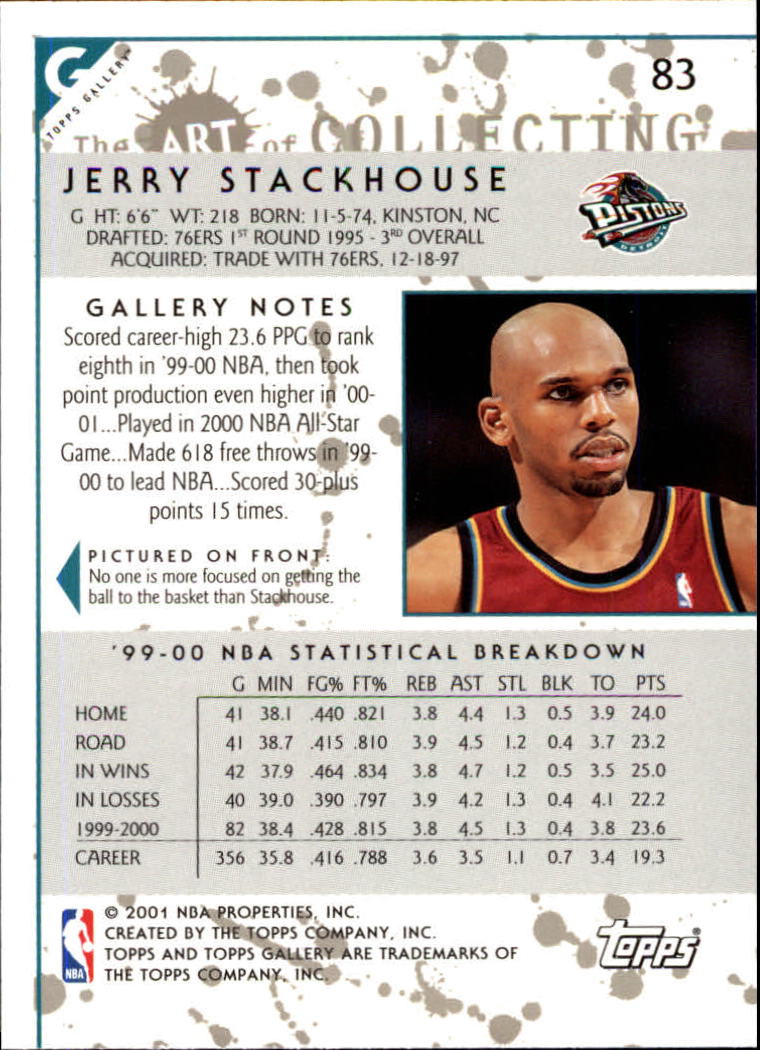 2000-01 Topps Gallery #83 Jerry Stackhouse back image