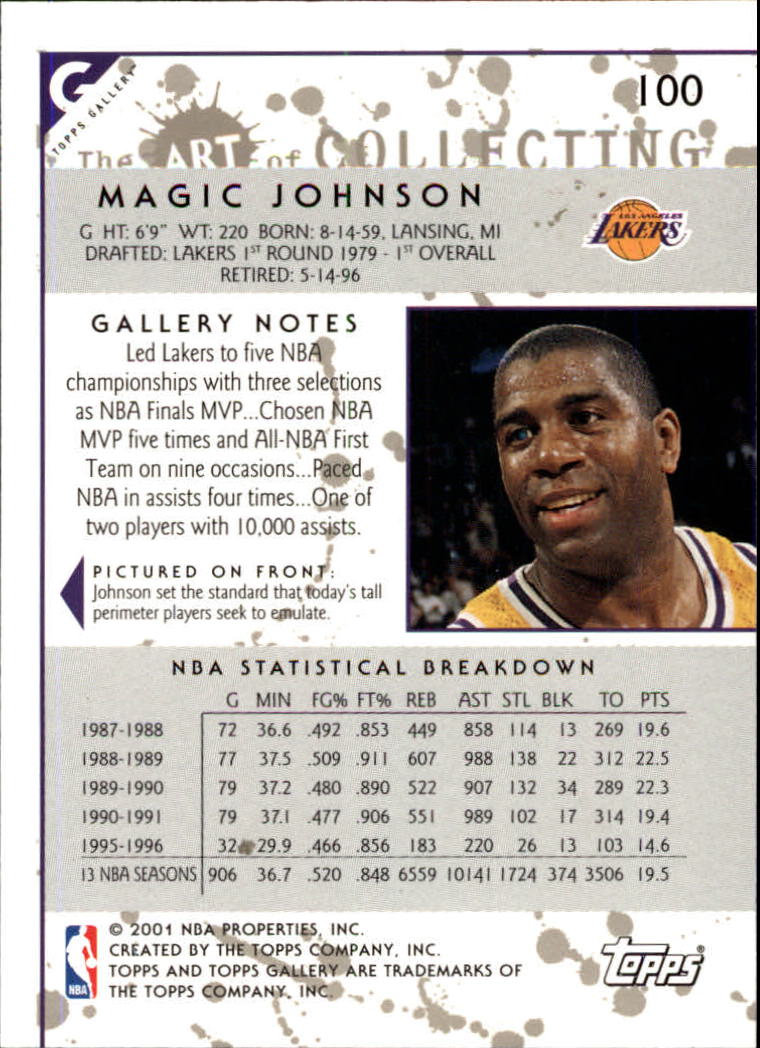 2000-01 Topps Gallery #100 Magic Johnson back image