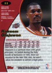 2000-01 Topps Gold Label Class 1 #11 Hakeem Olajuwon back image