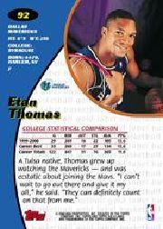 2000-01 Topps Gold Label Class 1 #92 Etan Thomas RC back image