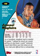 2000-01 Topps Gold Label Class 1 #98 Jamaal Magloire RC back image