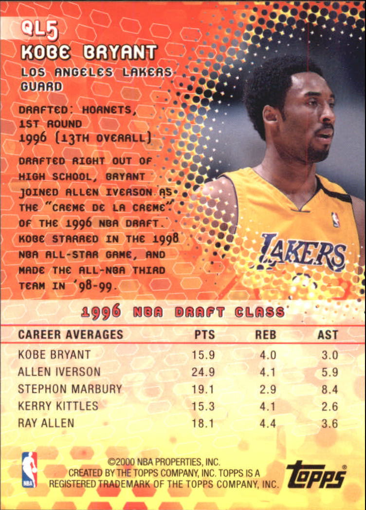 2000 topps refractor quantum leaps good kobe bryant