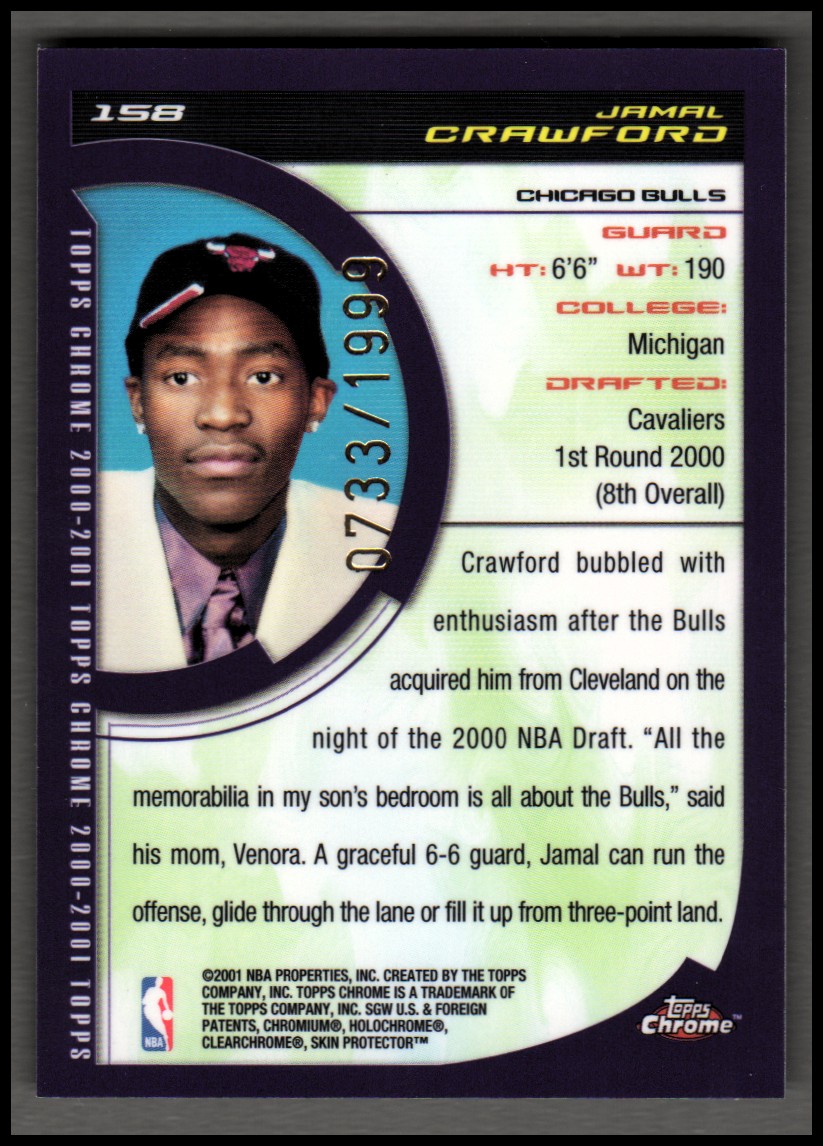 2000-01 Topps Chrome #158 Jamal Crawford RC back image