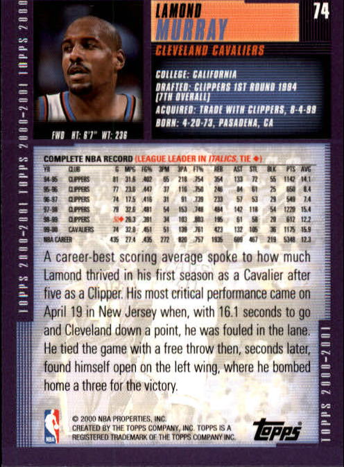 A1841- 2000-01 Topps Bk Card #s 1-295 +Inserts -You Pick- 15+ FREE US SHIP - Picture 137 of 449