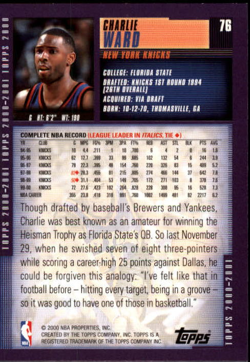 A1841- 2000-01 Topps Bk Card #s 1-295 +Inserts -You Pick- 15+ FREE US SHIP - Picture 139 of 449
