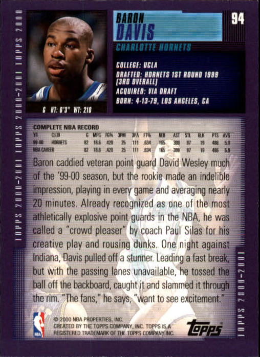 A1841- 2000-01 Topps Bk Card #s 1-295 +Inserts -You Pick- 15+ FREE US SHIP - Picture 173 of 449