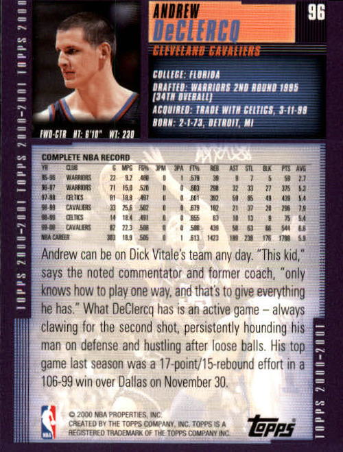 A1841- 2000-01 Topps Bk Card #s 1-295 +Inserts -You Pick- 15+ FREE US SHIP - Picture 177 of 449