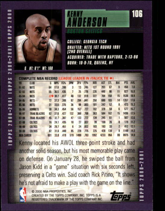 A1841- 2000-01 Topps Bk Card #s 1-295 +Inserts -You Pick- 15+ FREE US SHIP - Picture 195 of 449