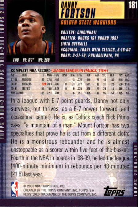 A1841- 2000-01 Topps Bk Card #s 1-295 +Inserts -You Pick- 15+ FREE US SHIP - Picture 279 of 449