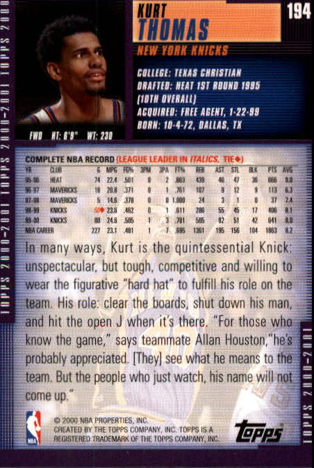 A1841- 2000-01 Topps Bk Card #s 1-295 +Inserts -You Pick- 15+ FREE US SHIP - Picture 303 of 449