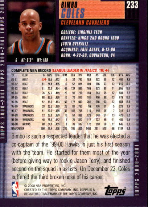 A1841- 2000-01 Topps Bk Card #s 1-295 +Inserts -You Pick- 15+ FREE US SHIP - Picture 375 of 449