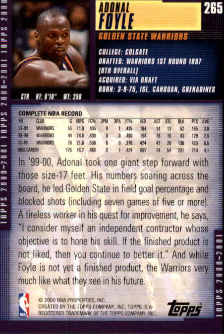 A1841- 2000-01 Topps Bk Card #s 1-295 +Inserts -You Pick- 15+ FREE US SHIP - Picture 439 of 449