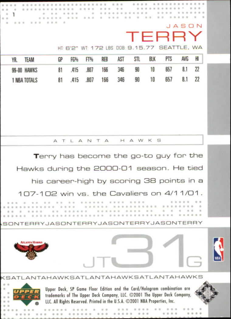 2000-01 SP Game Floor #1 Jason Terry back image