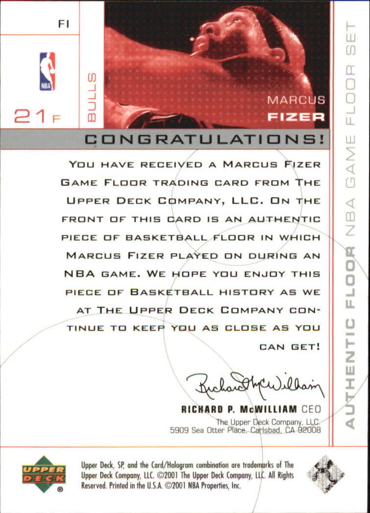 2000-01 SP Game Floor Authentic Floor #FI Marcus Fizer back image