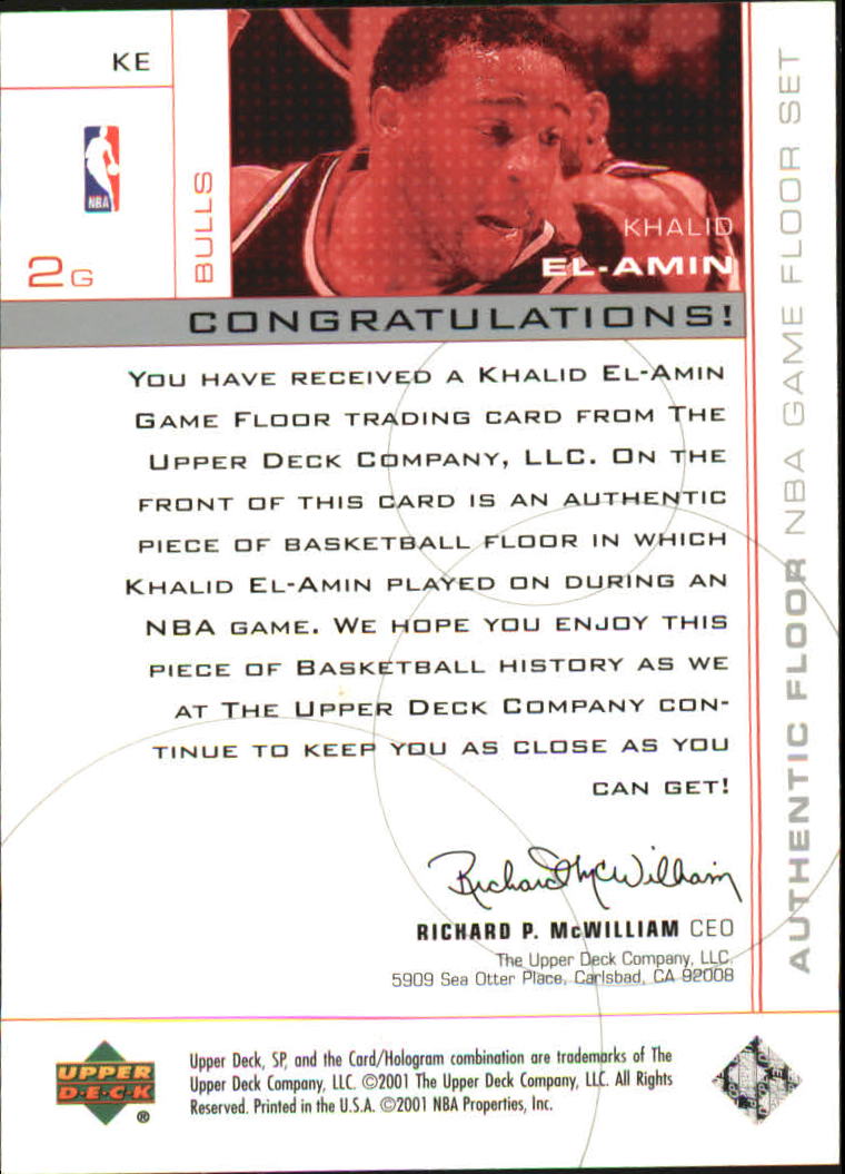2000-01 SP Game Floor Authentic Floor #KE Khalid El-Amin back image
