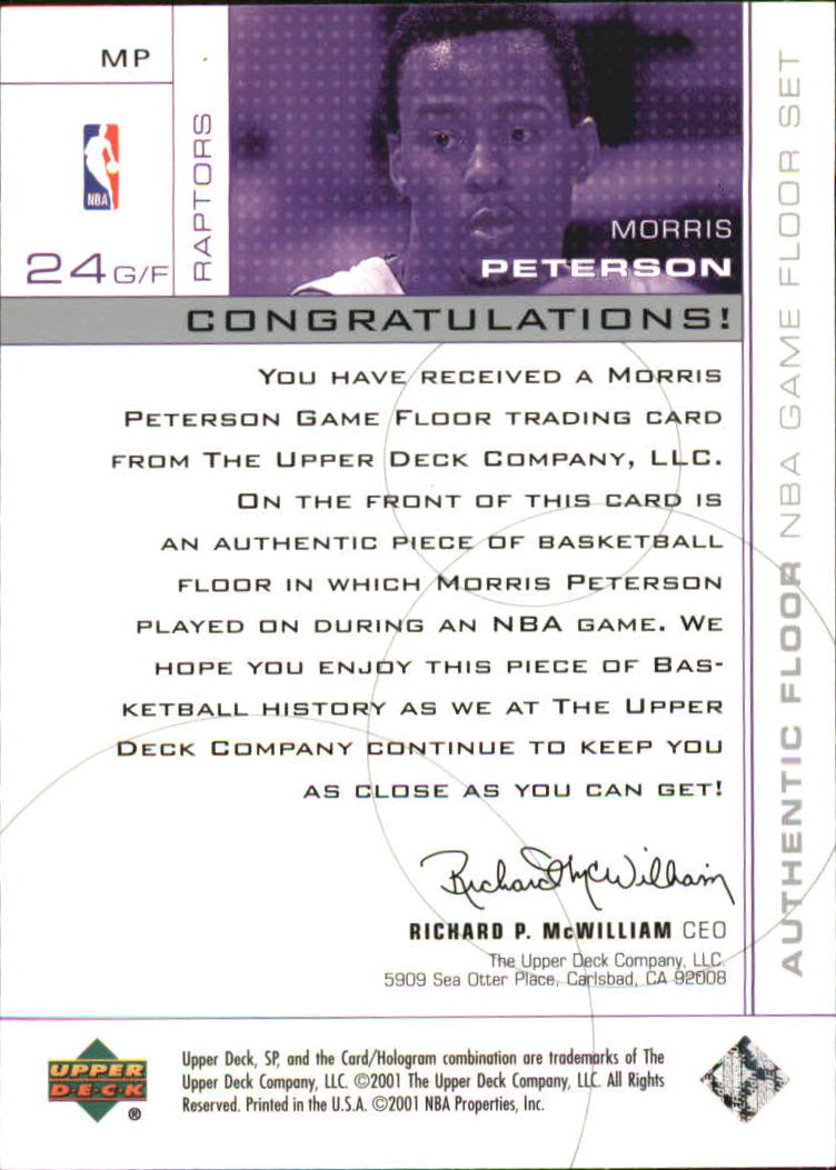 2000-01 SP Game Floor Authentic Floor #MP Morris Peterson back image