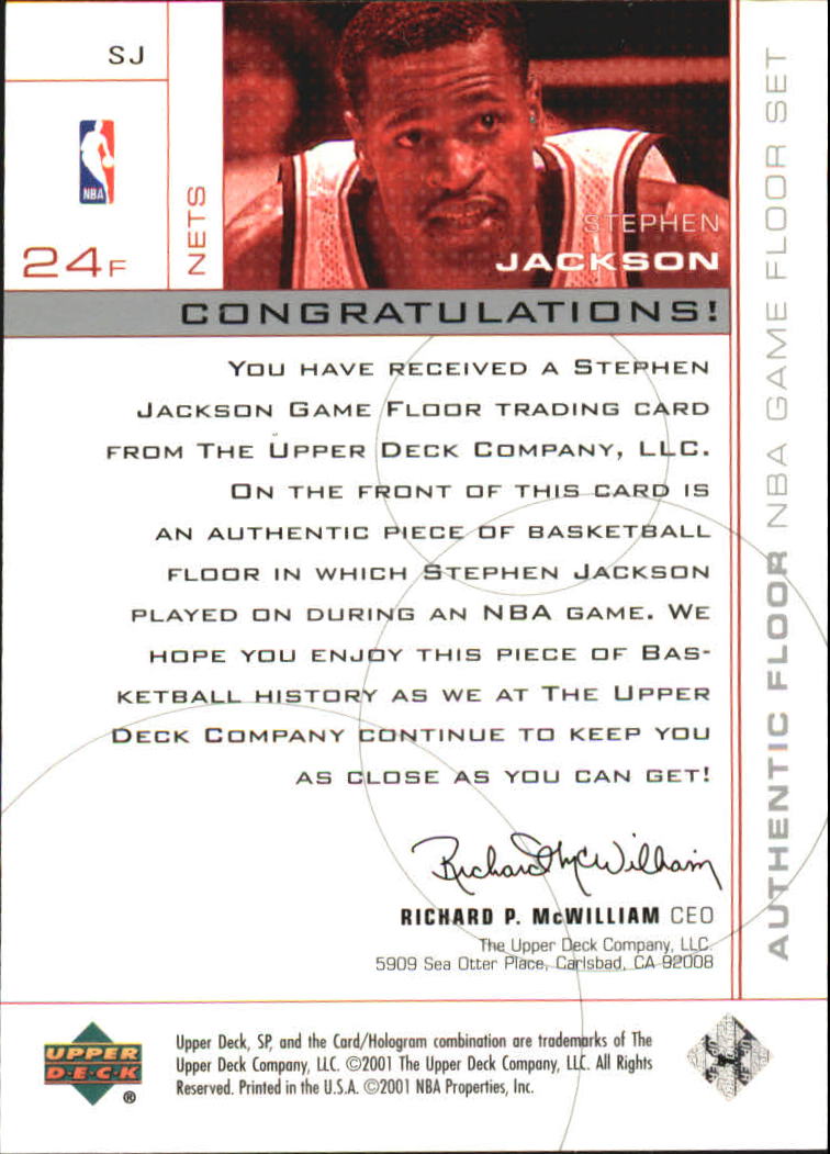 2000-01 SP Game Floor Authentic Floor #SJ Stephen Jackson back image
