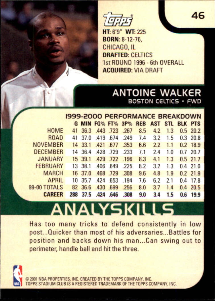 2000-01 Stadium Club #46 Antoine Walker back image