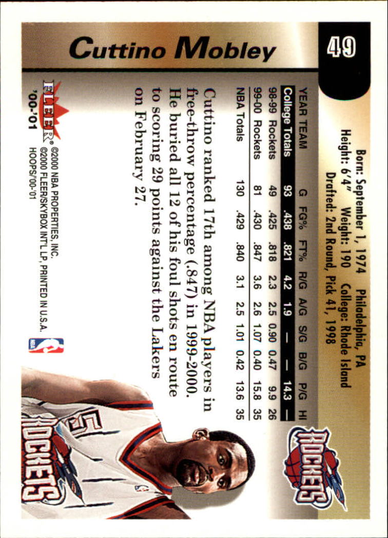 2000-01 Hoops Hot Prospects #49 Cuttino Mobley back image