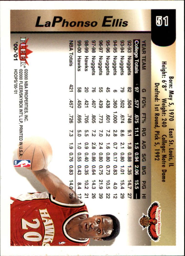 2000-01 Hoops Hot Prospects #51 LaPhonso Ellis back image