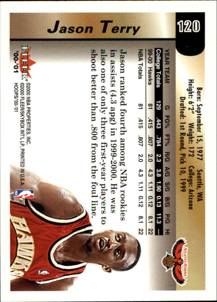 2000-01 Hoops Hot Prospects #120 Jason Terry back image