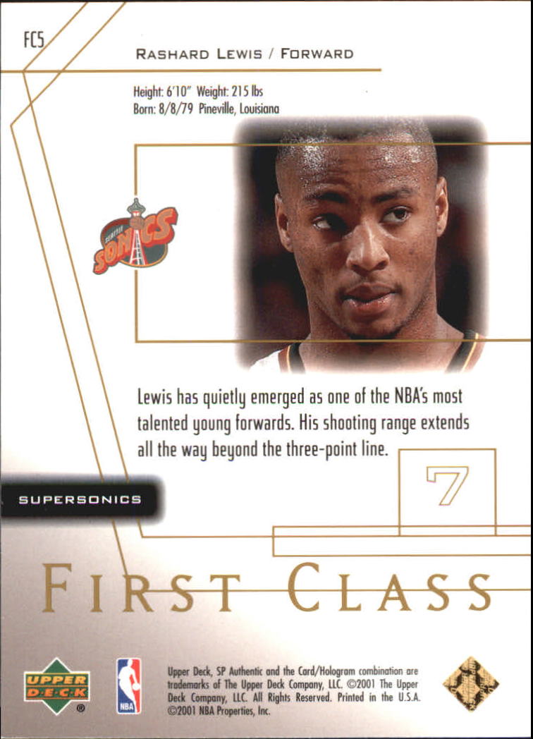 2000-01 SP Authentic First Class #FC5 Rashard Lewis back image