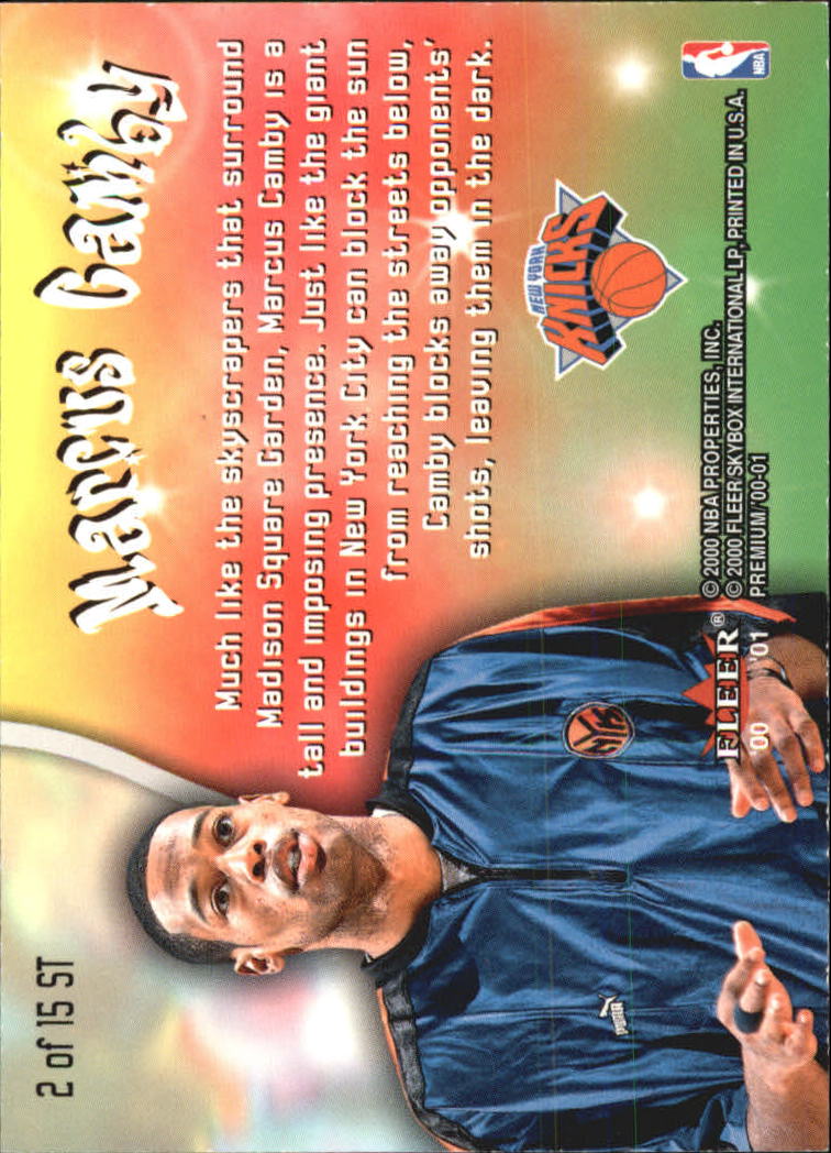 2000-01 Fleer Premium Sole Train #ST2 Marcus Camby back image