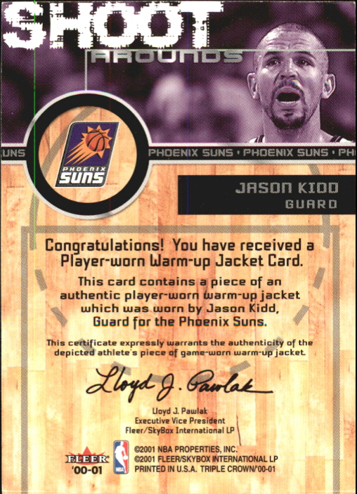 2000-01 Fleer Triple Crown Shoot Arounds #5 Jason Kidd back image