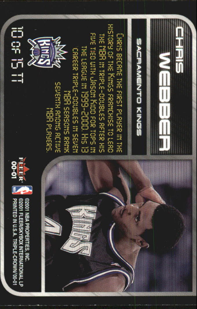 2000-01 Fleer Triple Crown Triple Threats #10 Chris Webber back image