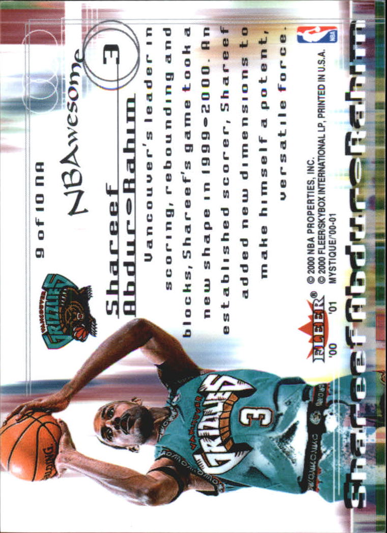 2000-01 Fleer Mystique NBAwesome #9 Shareef Abdur-Rahim back image