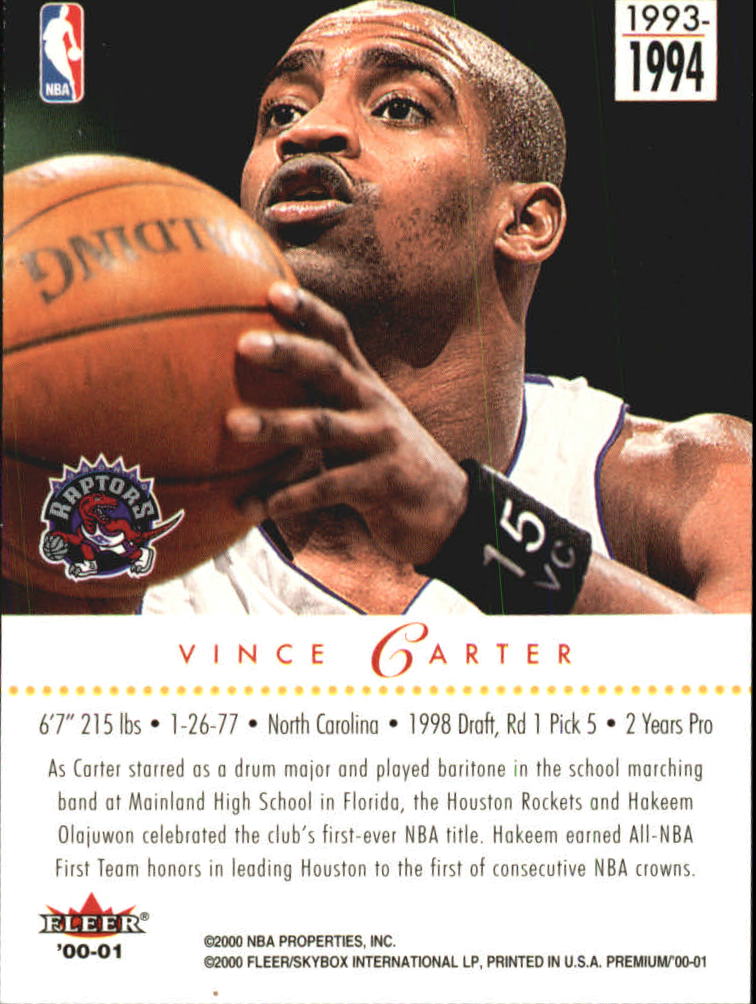 ☆ Vince Carter NBA 2001-02 Fleer E-X Behind the Numbers Signature Auto 目覚まし  直筆サイン