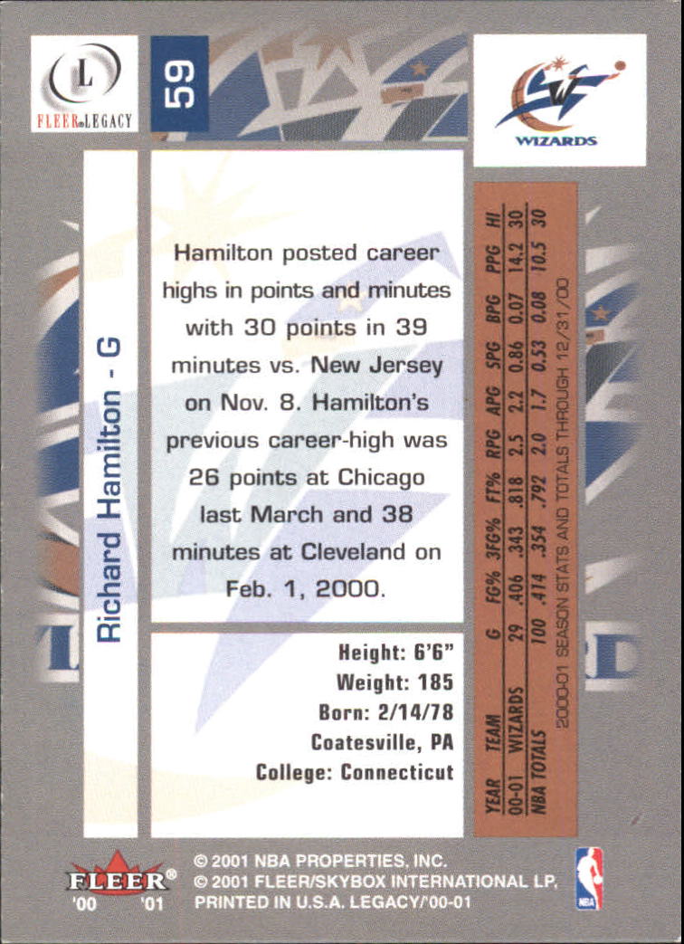 2000-01 Fleer Legacy #59 Richard Hamilton back image