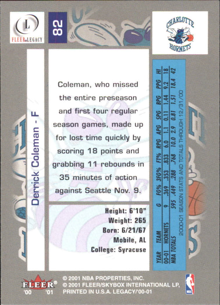 2000-01 Fleer Legacy #82 Derrick Coleman back image