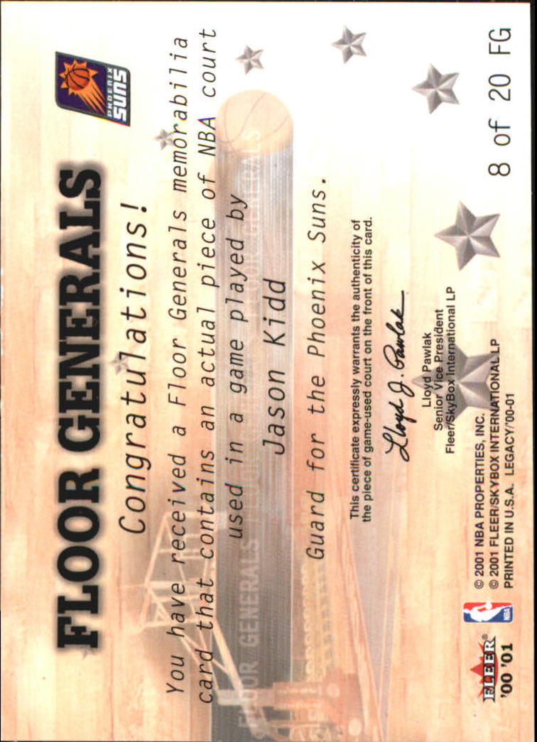 2000-01 Fleer Legacy Floor Generals #FG8 Jason Kidd back image