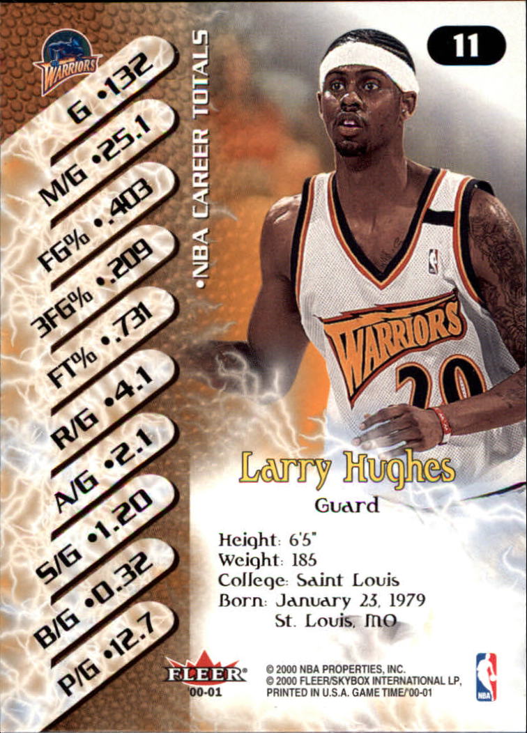 2000-01 Fleer Game Time #11 Larry Hughes back image