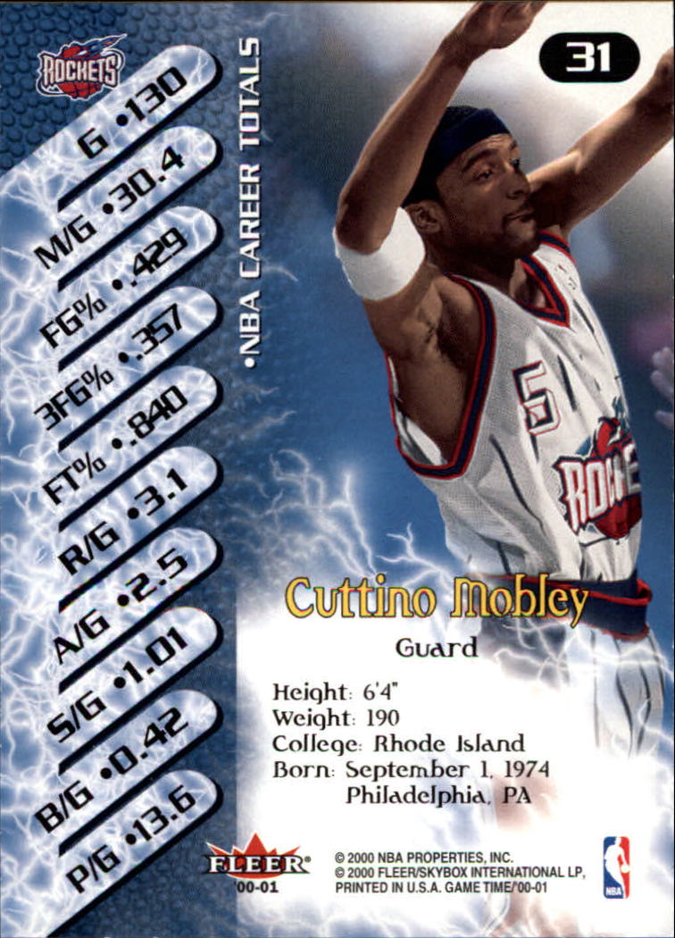 2000-01 Fleer Game Time #31 Cuttino Mobley back image