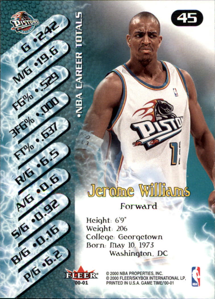 2000-01 Fleer Game Time #45 Jerome Williams back image