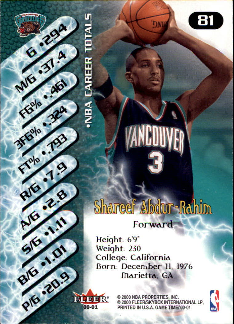 A0580- 2000-01 Fleer Game Time Basketball #s 1-120 -You Pick- 15+ FREE US SHIP - Picture 163 of 231