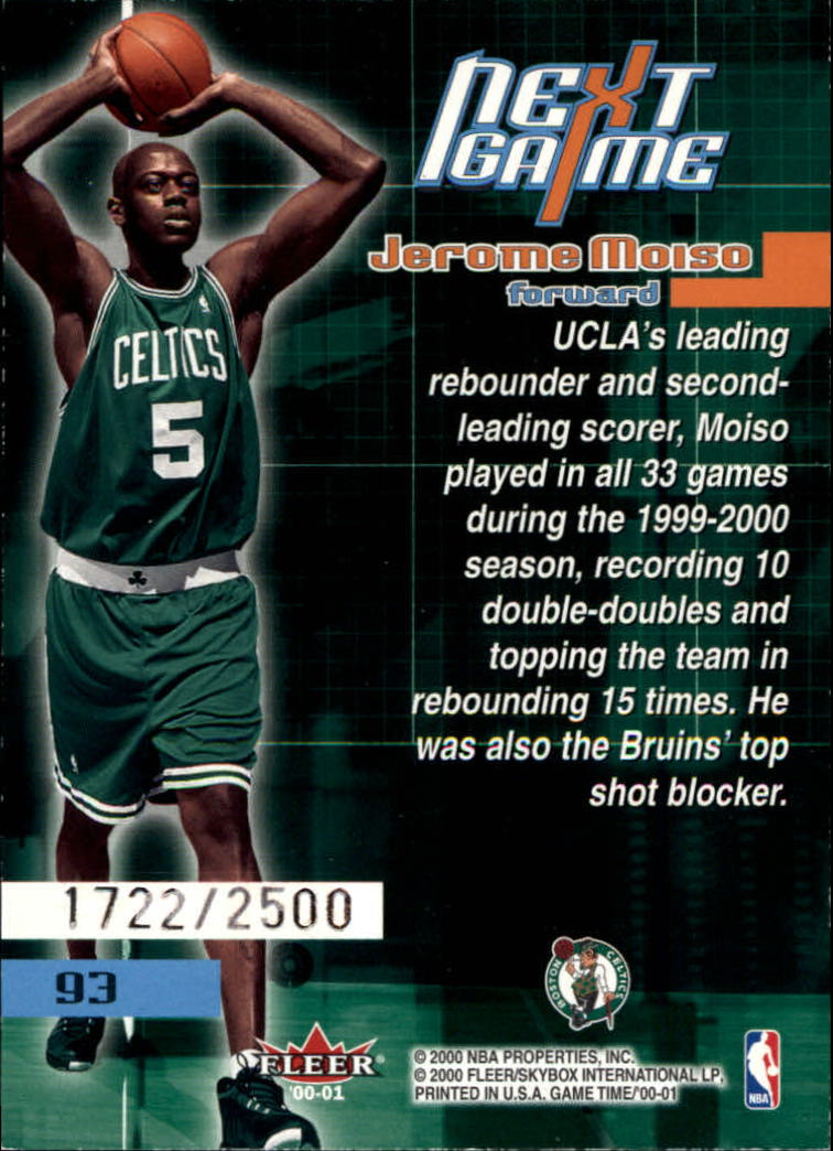 2000-01 Fleer Game Time #93 Jerome Moiso RC back image
