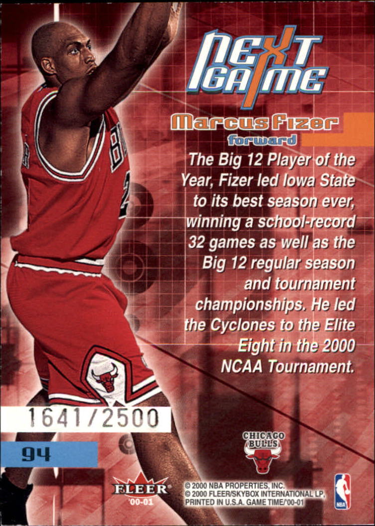 2000-01 Fleer Game Time #94 Marcus Fizer RC back image