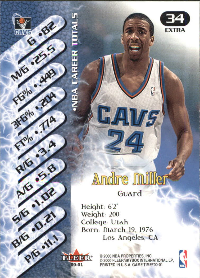 2000-01 Fleer Game Time Extra #34 Andre Miller back image
