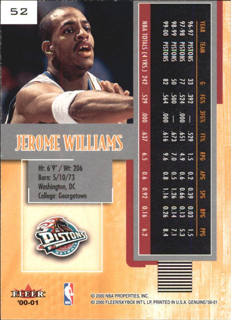 2000-01 Fleer Genuine #52 Jerome Williams back image