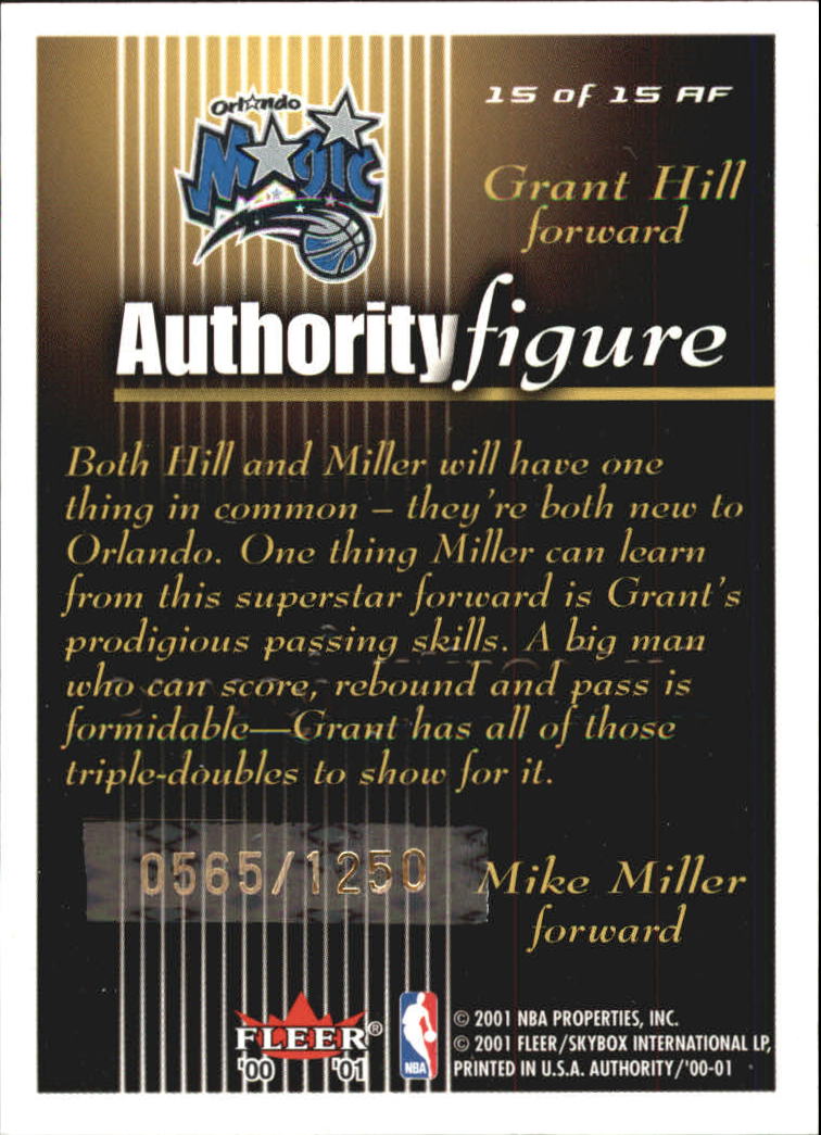 2000-01 Fleer Authority Figures #AF15 Mike Miller/Grant Hill back image