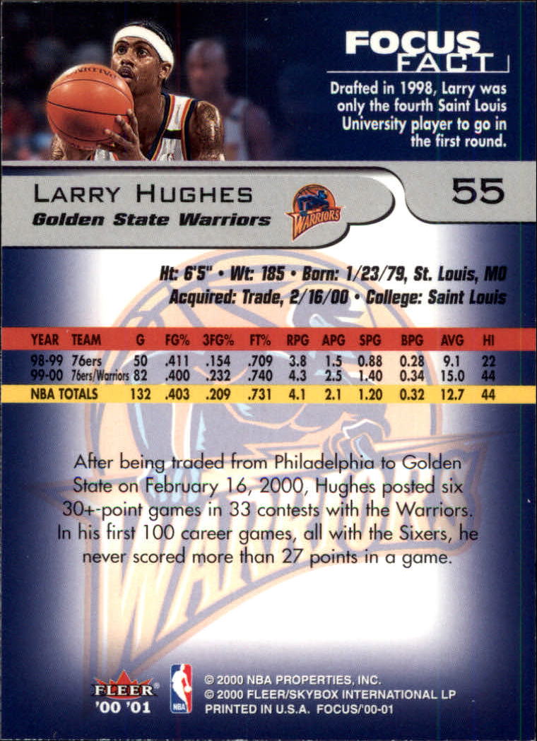 2000-01 Fleer Focus #55 Larry Hughes back image