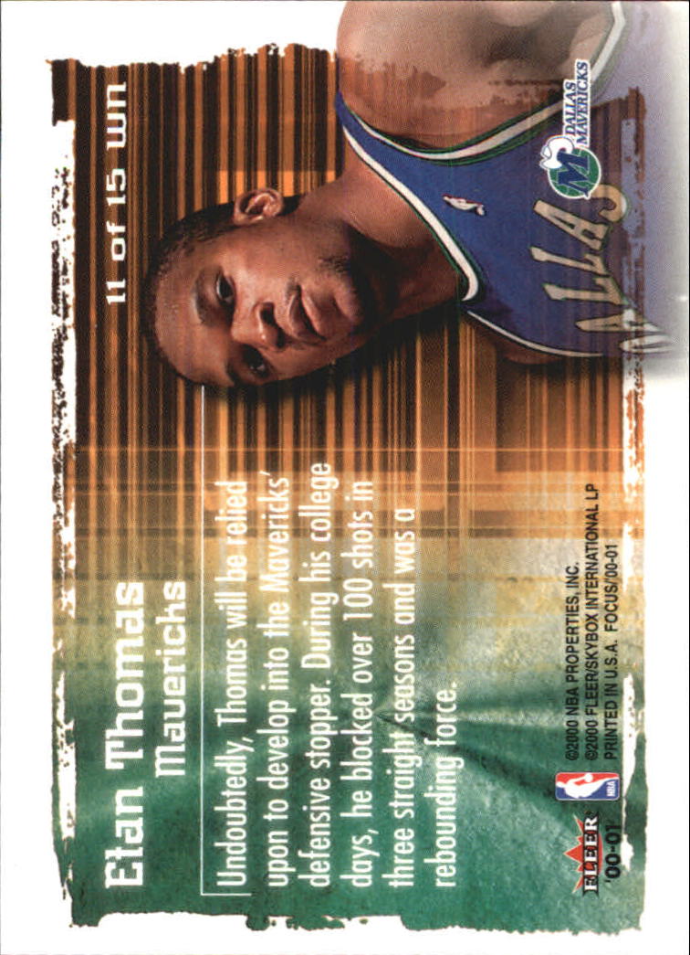 2000-01 Fleer Focus Basketball Welcome to the NBA Insert Singles - You Choose - Picture 15 of 23