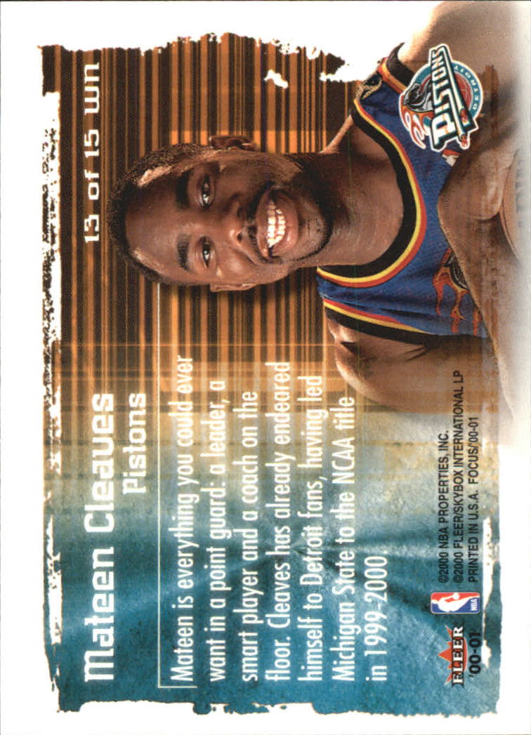 2000-01 Fleer Focus Basketball Welcome to the NBA Insert Singles - You Choose - Picture 19 of 23