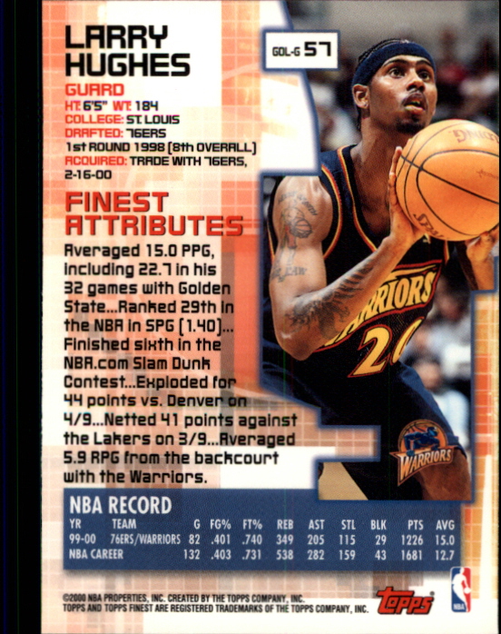 2000-01 Finest #57 Larry Hughes back image