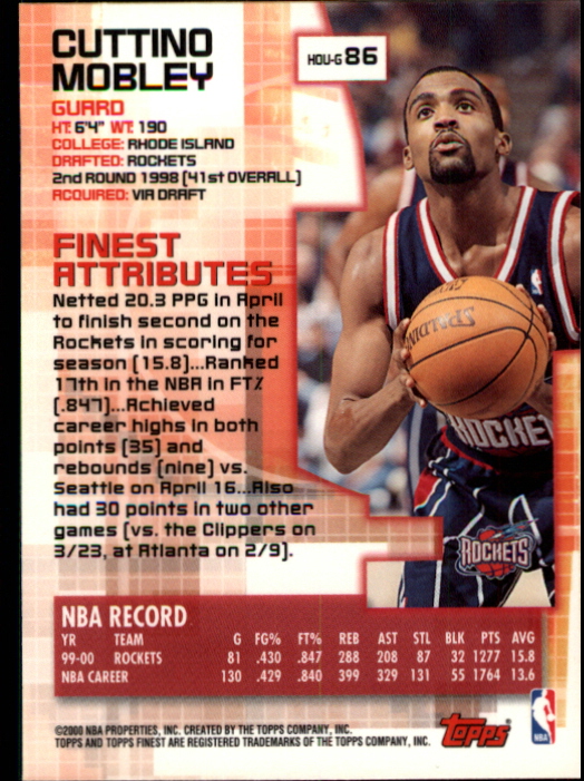 2000-01 Finest #86 Cuttino Mobley back image